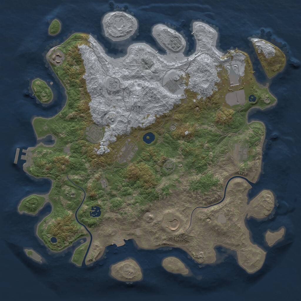 Rust Map: Procedural Map, Size: 3950, Seed: 1051295350, 14 Monuments