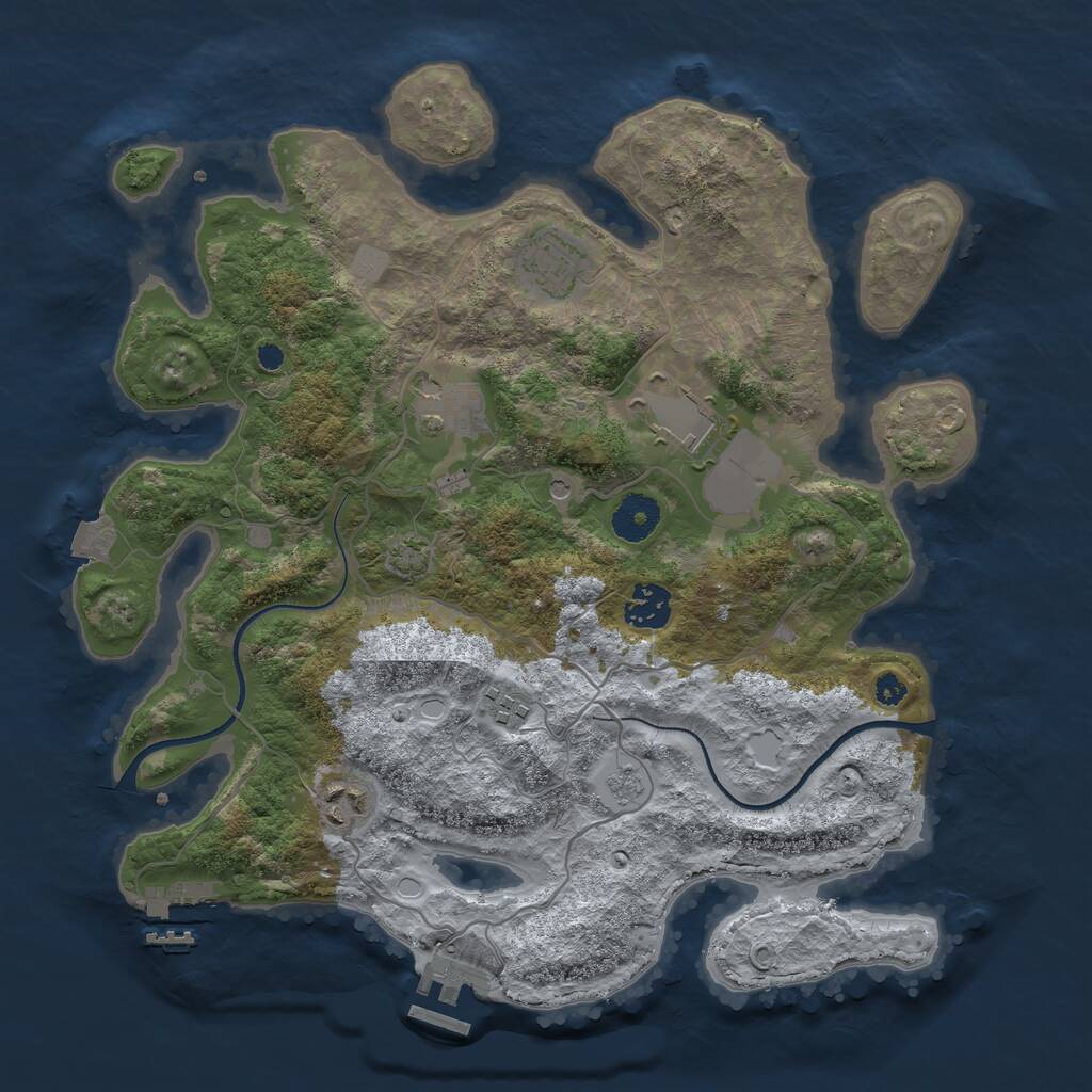 Rust Map: Procedural Map, Size: 3500, Seed: 4568, 12 Monuments