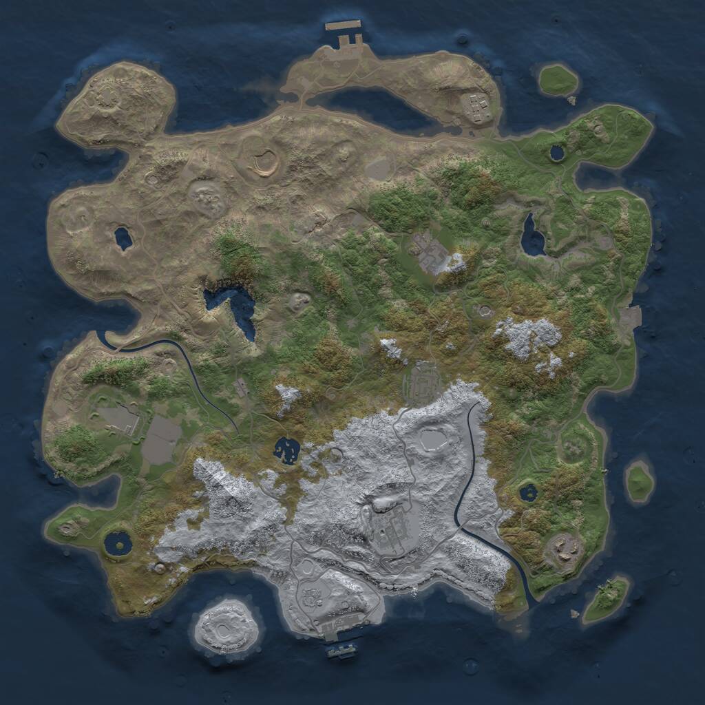 Rust Map: Procedural Map, Size: 4000, Seed: 456547387, 14 Monuments