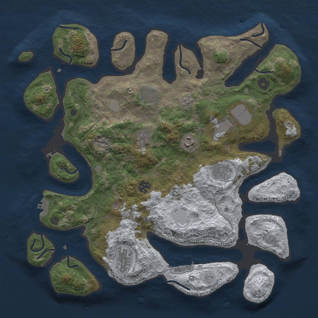 Rust Map: Procedural Map, Size: 4000, Seed: 55980955, 17 Monuments