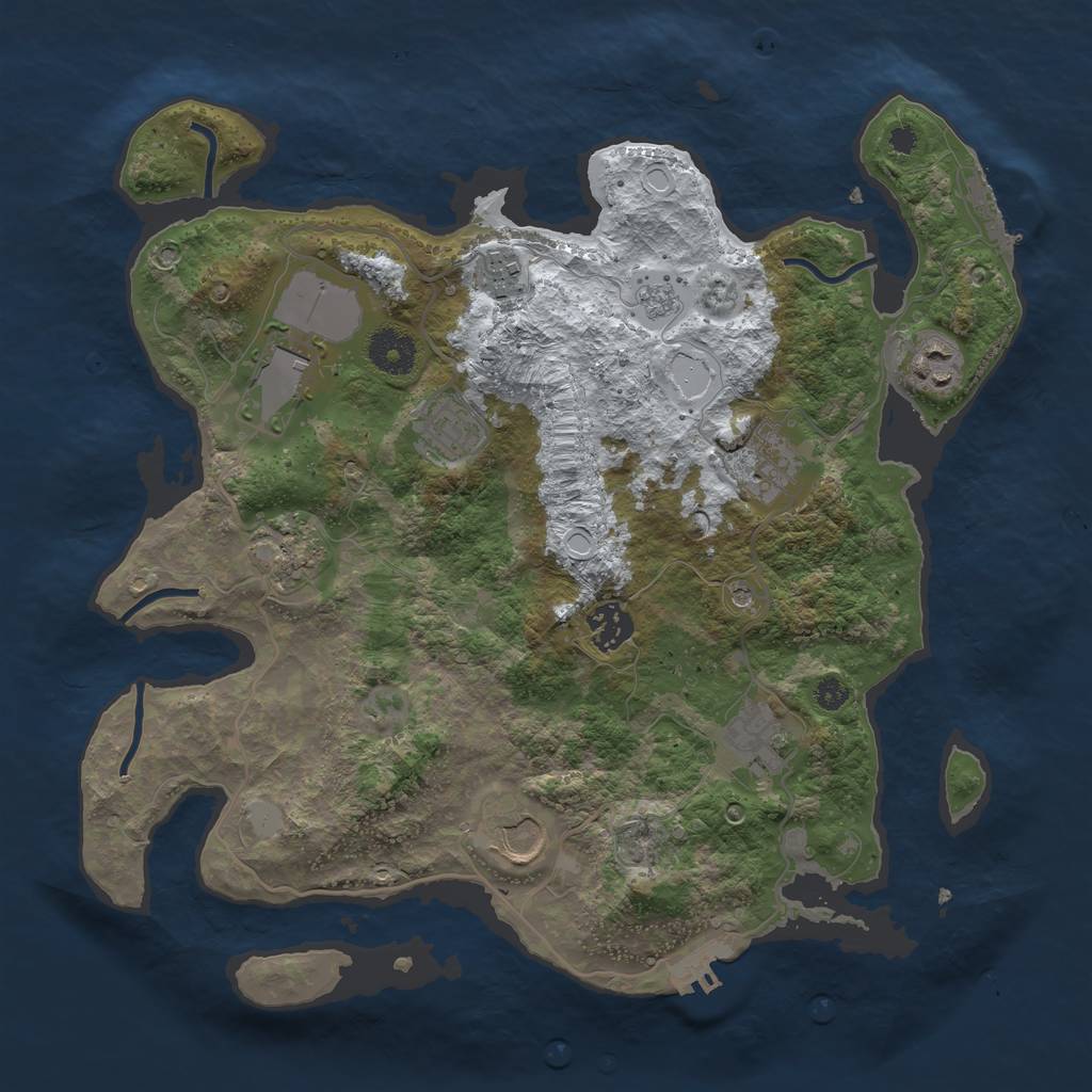 Rust Map: Procedural Map, Size: 3500, Seed: 11629, 18 Monuments