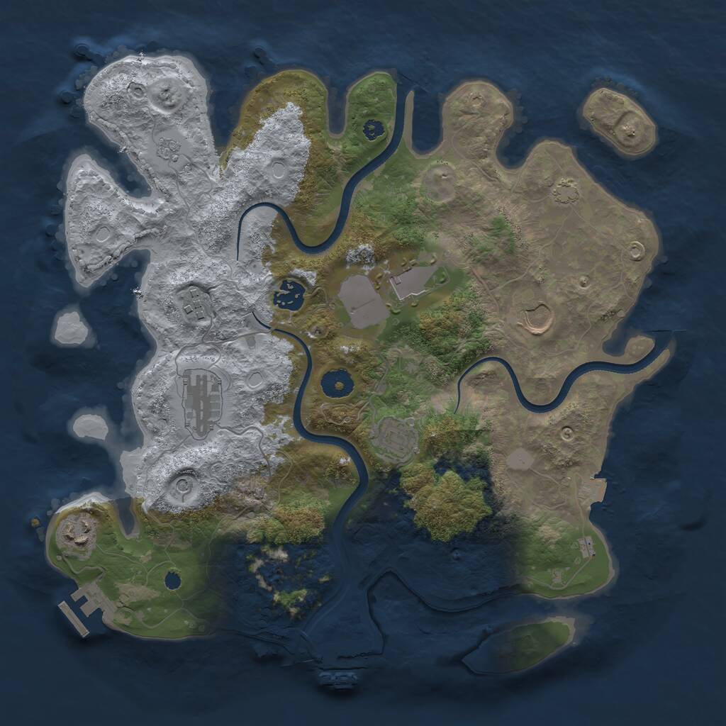 Rust Map: Procedural Map, Size: 3550, Seed: 654417, 13 Monuments