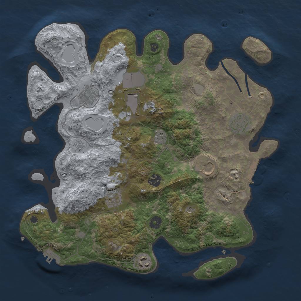 Rust Map: Procedural Map, Size: 3550, Seed: 654417, 17 Monuments