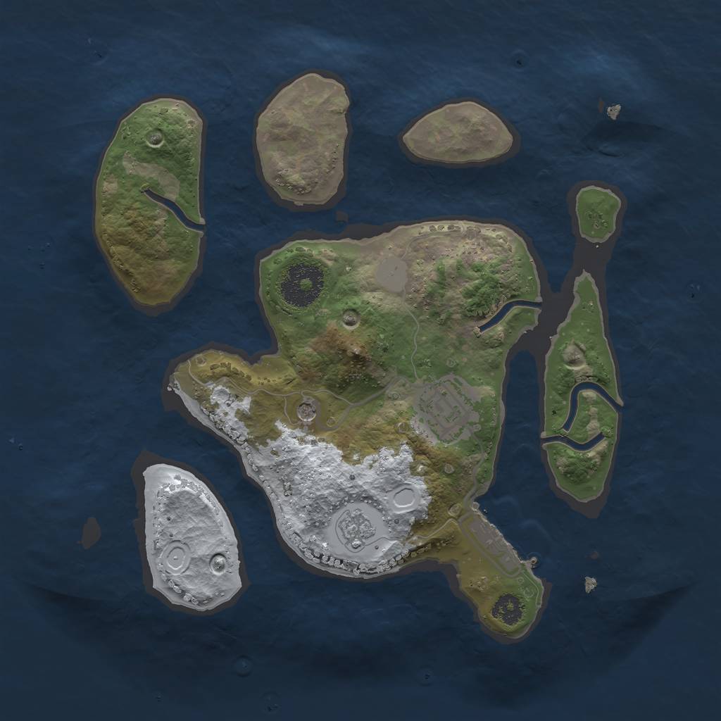 Rust Map: Procedural Map, Size: 2500, Seed: 1579451299, 9 Monuments