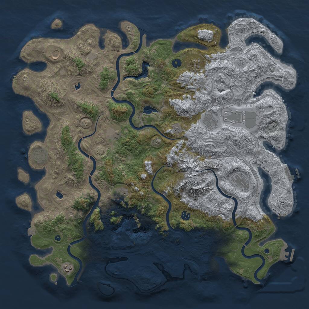 Rust Map: Procedural Map, Size: 5007, Seed: 129734255, 17 Monuments