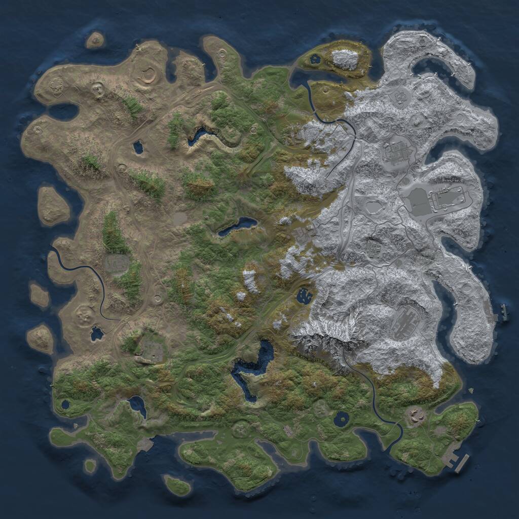 Rust Map: Procedural Map, Size: 5007, Seed: 129734255, 17 Monuments