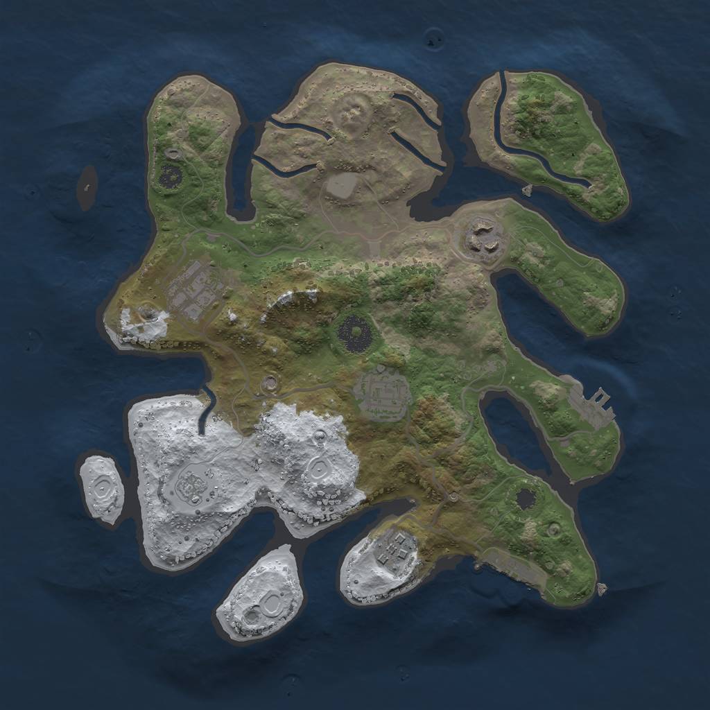 Rust Map: Procedural Map, Size: 3000, Seed: 1005, 12 Monuments