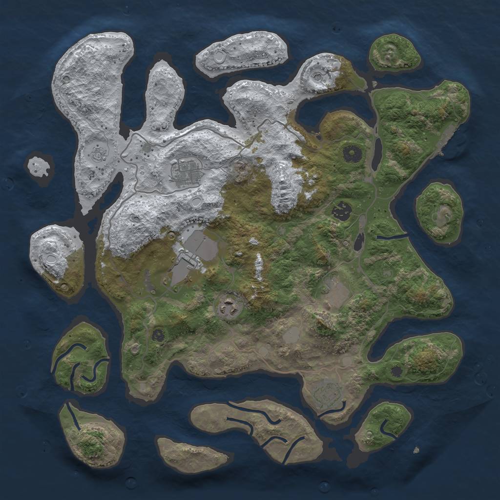 Rust Map: Procedural Map, Size: 4000, Seed: 2028169870, 14 Monuments