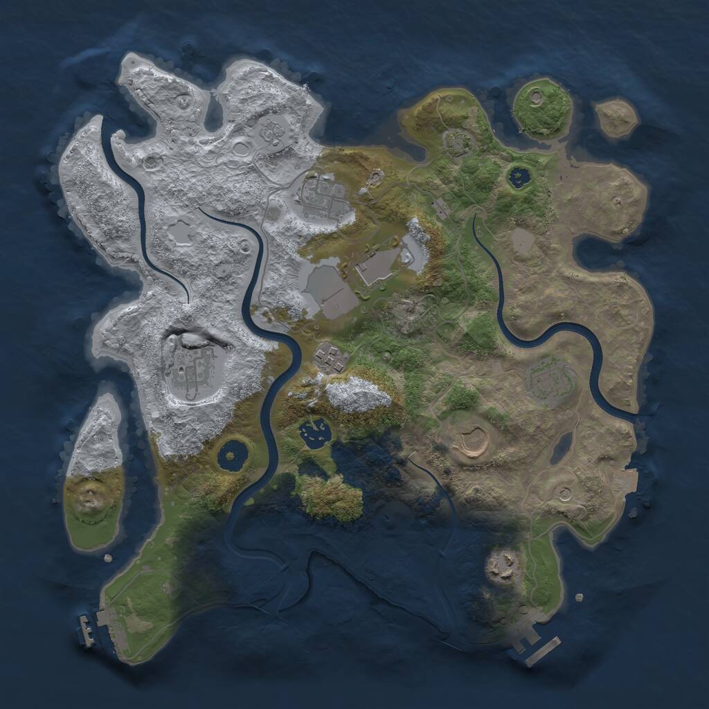 Rust Map: Procedural Map, Size: 3500, Seed: 6685, 14 Monuments