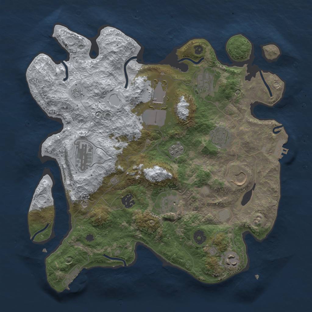 Rust Map: Procedural Map, Size: 3500, Seed: 6685, 18 Monuments