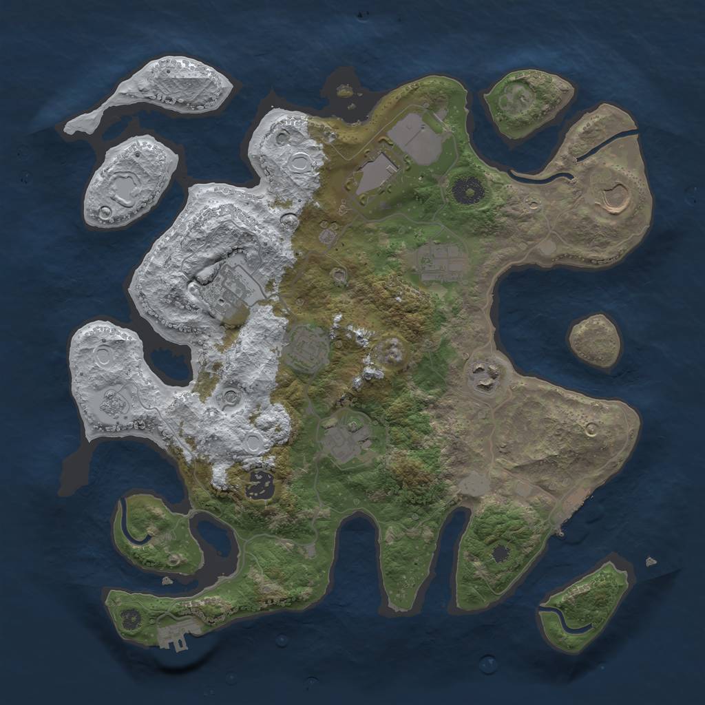 Rust Map: Procedural Map, Size: 3500, Seed: 125512, 17 Monuments