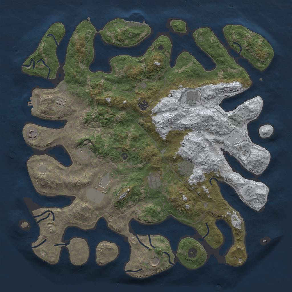 Rust Map: Procedural Map, Size: 4400, Seed: 4605, 18 Monuments