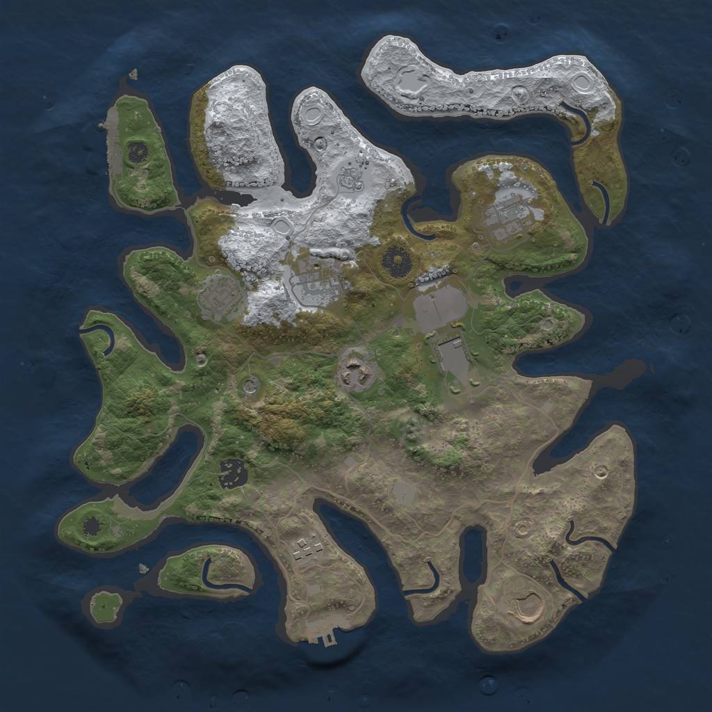 Rust Map: Procedural Map, Size: 3500, Seed: 565999495, 17 Monuments