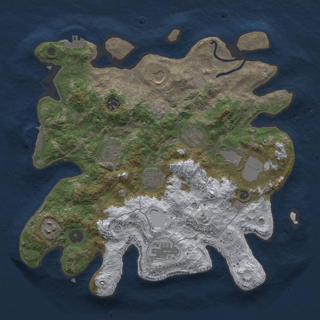 Rust Map: Procedural Map, Size: 3500, Seed: 457928618, 18 Monuments