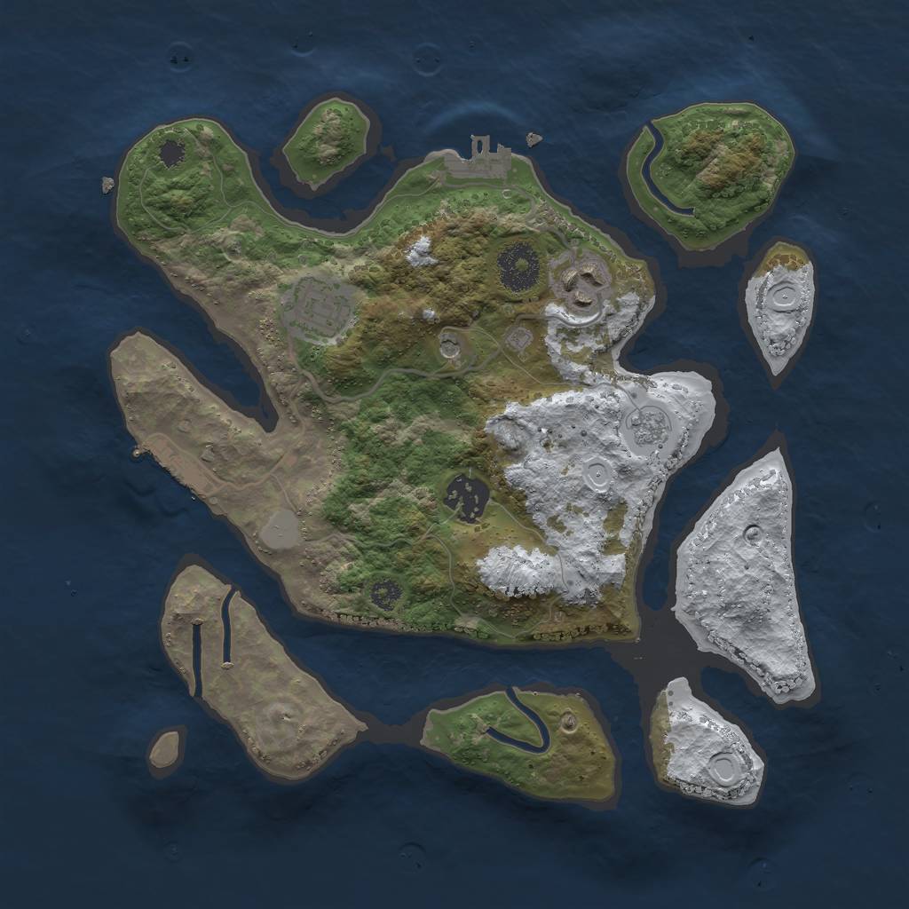 Rust Map: Procedural Map, Size: 3000, Seed: 317649, 12 Monuments