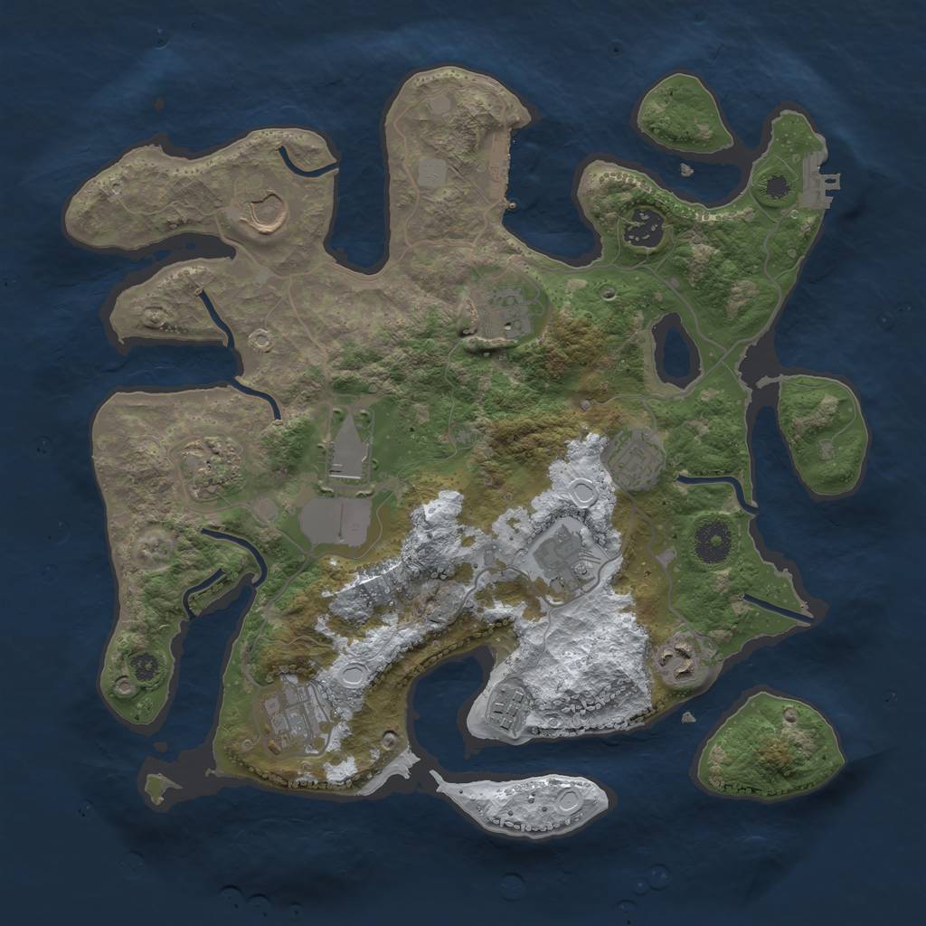 Rust Map: Procedural Map, Size: 3500, Seed: 5271066, 17 Monuments