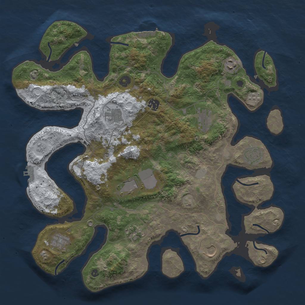 Rust Map: Procedural Map, Size: 4000, Seed: 1073857307, 19 Monuments