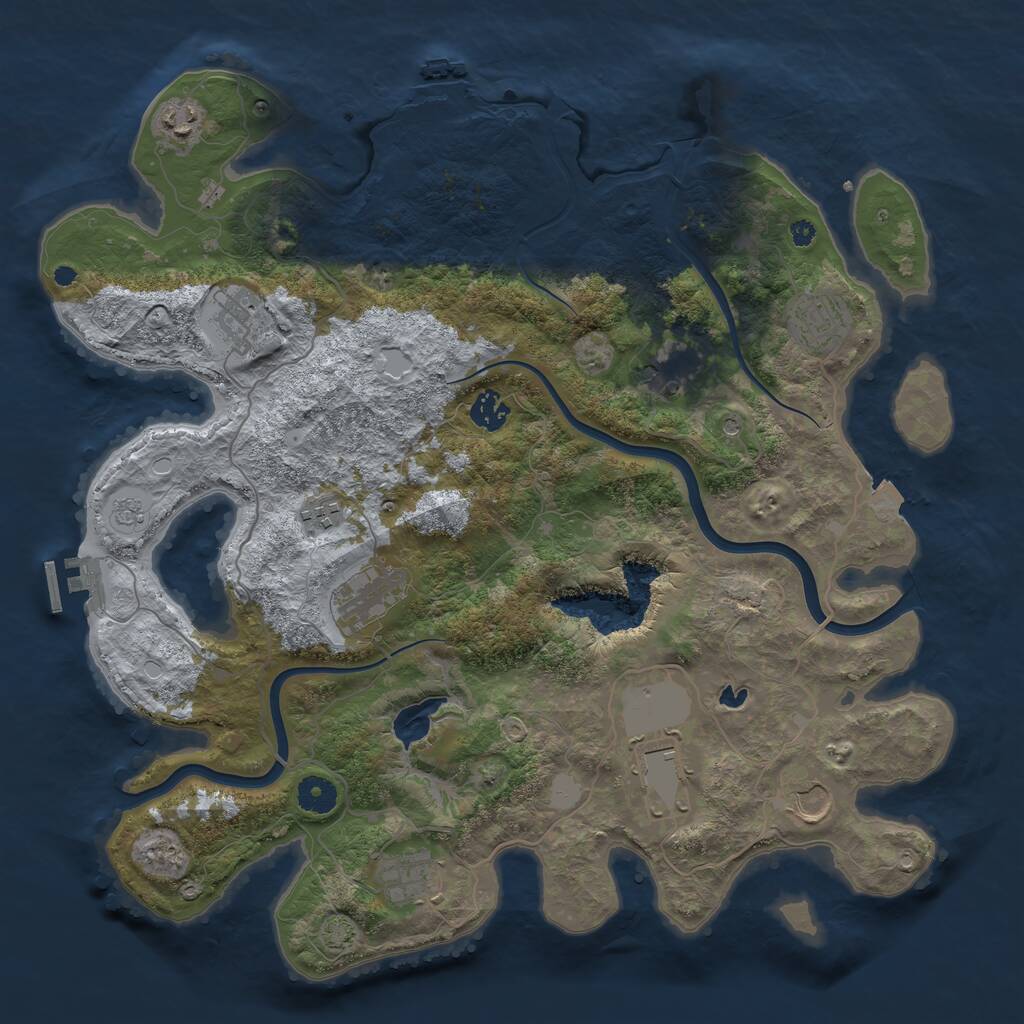 Rust Map: Procedural Map, Size: 4000, Seed: 1073857307, 16 Monuments