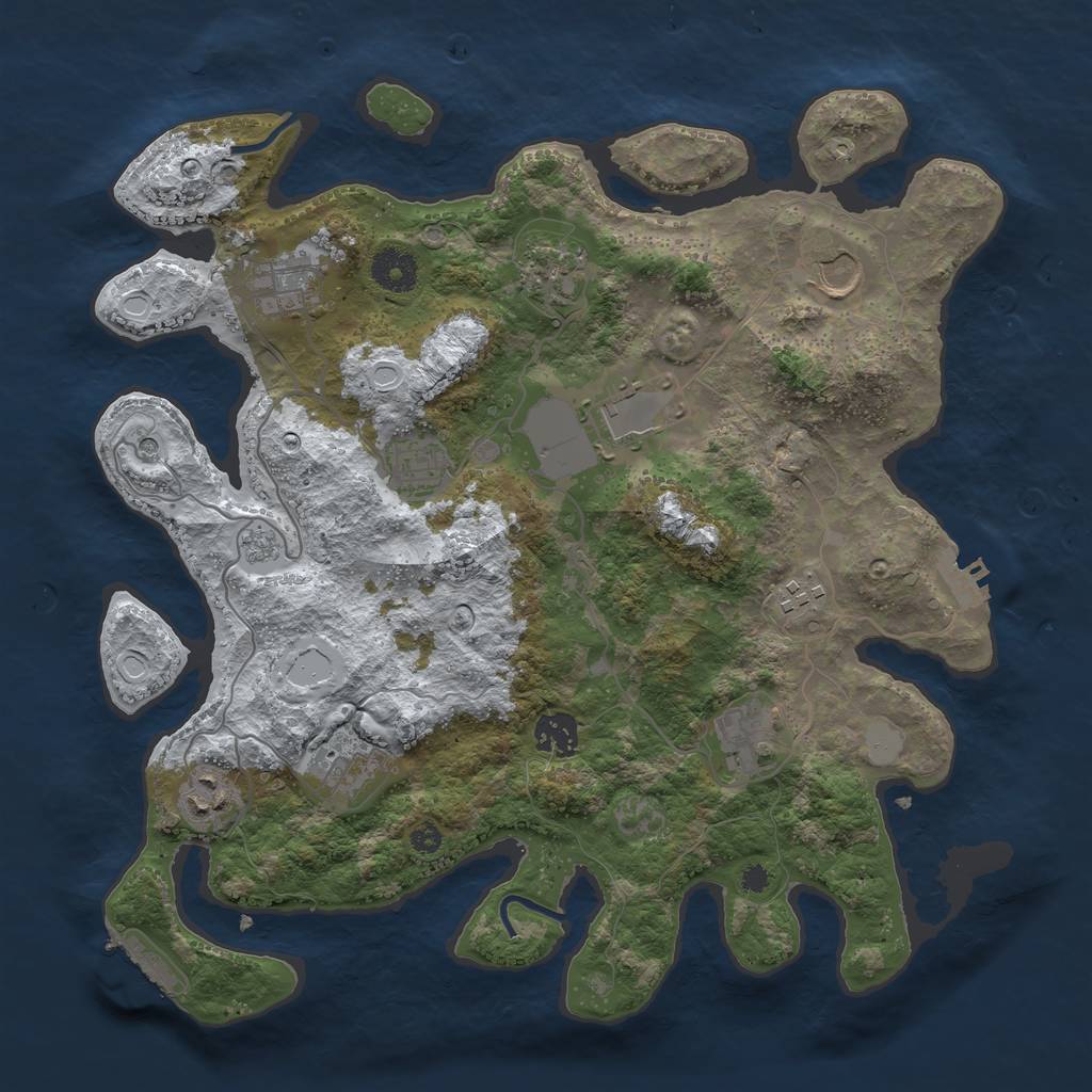 Rust Map: Procedural Map, Size: 3600, Seed: 61657, 19 Monuments