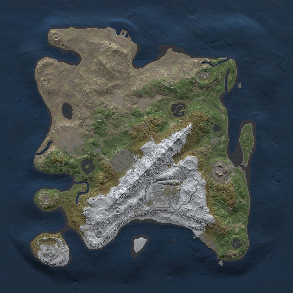 Rust Map: Procedural Map, Size: 3000, Seed: 120, 13 Monuments