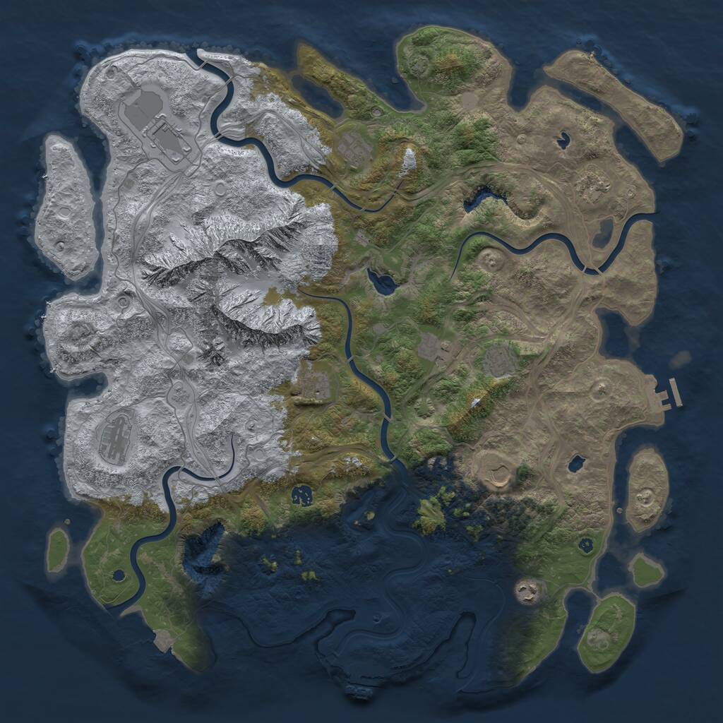 Rust Map: Procedural Map, Size: 5000, Seed: 694204206, 17 Monuments
