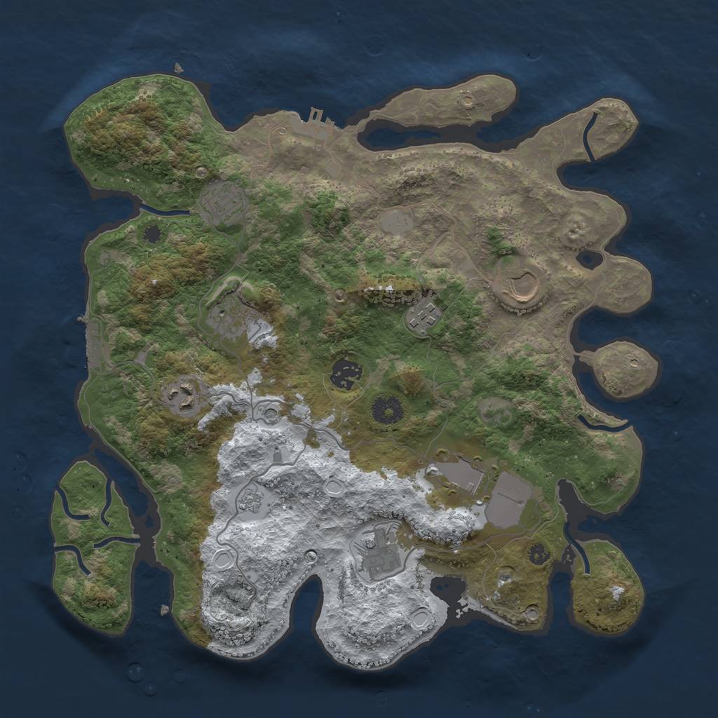 Rust Map: Procedural Map, Size: 3550, Seed: 286893, 17 Monuments