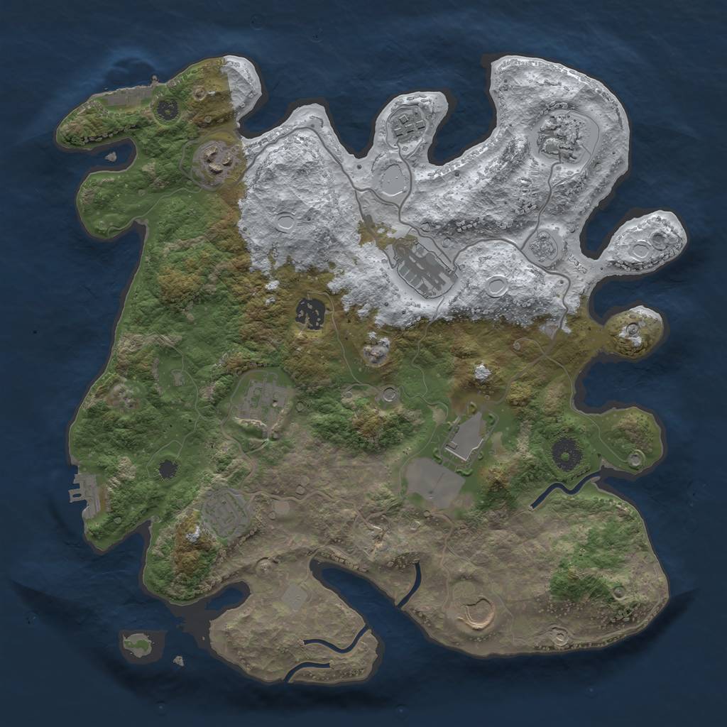 Rust Map: Procedural Map, Size: 3500, Seed: 745772032, 18 Monuments