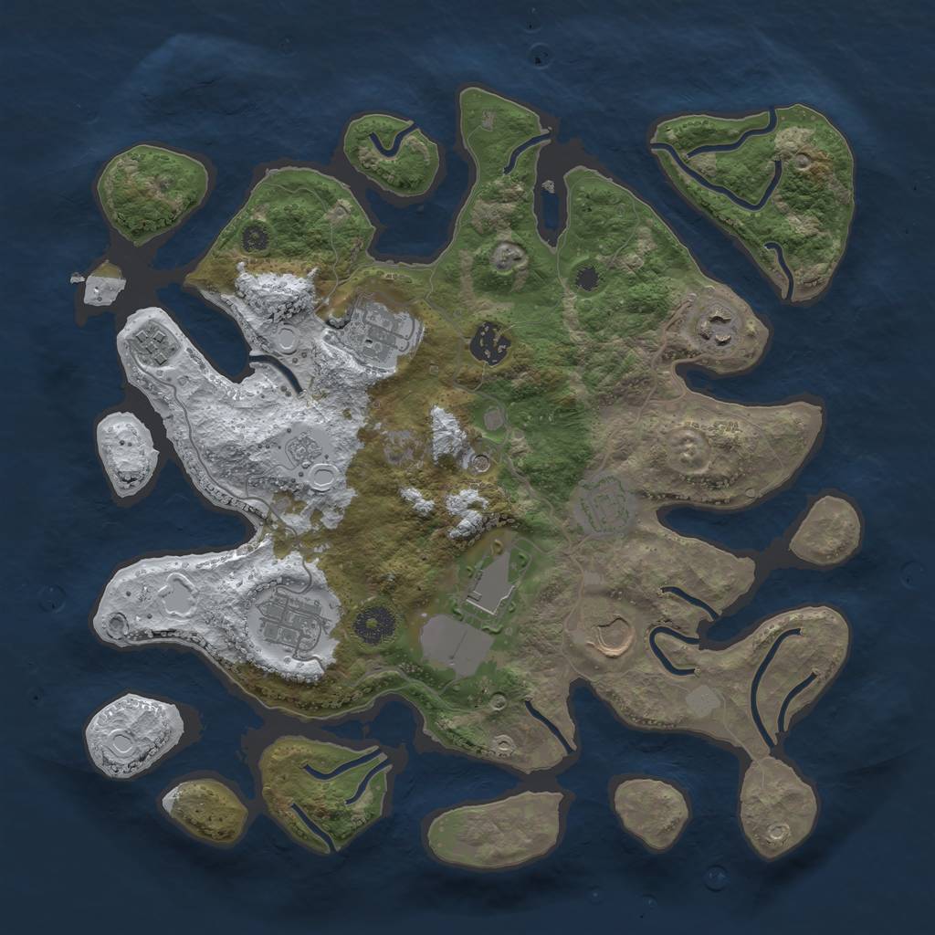 Rust Map: Procedural Map, Size: 3550, Seed: 565599, 15 Monuments