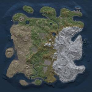 Thumbnail Rust Map: Procedural Map, Size: 3500, Seed: 392062552, 14 Monuments