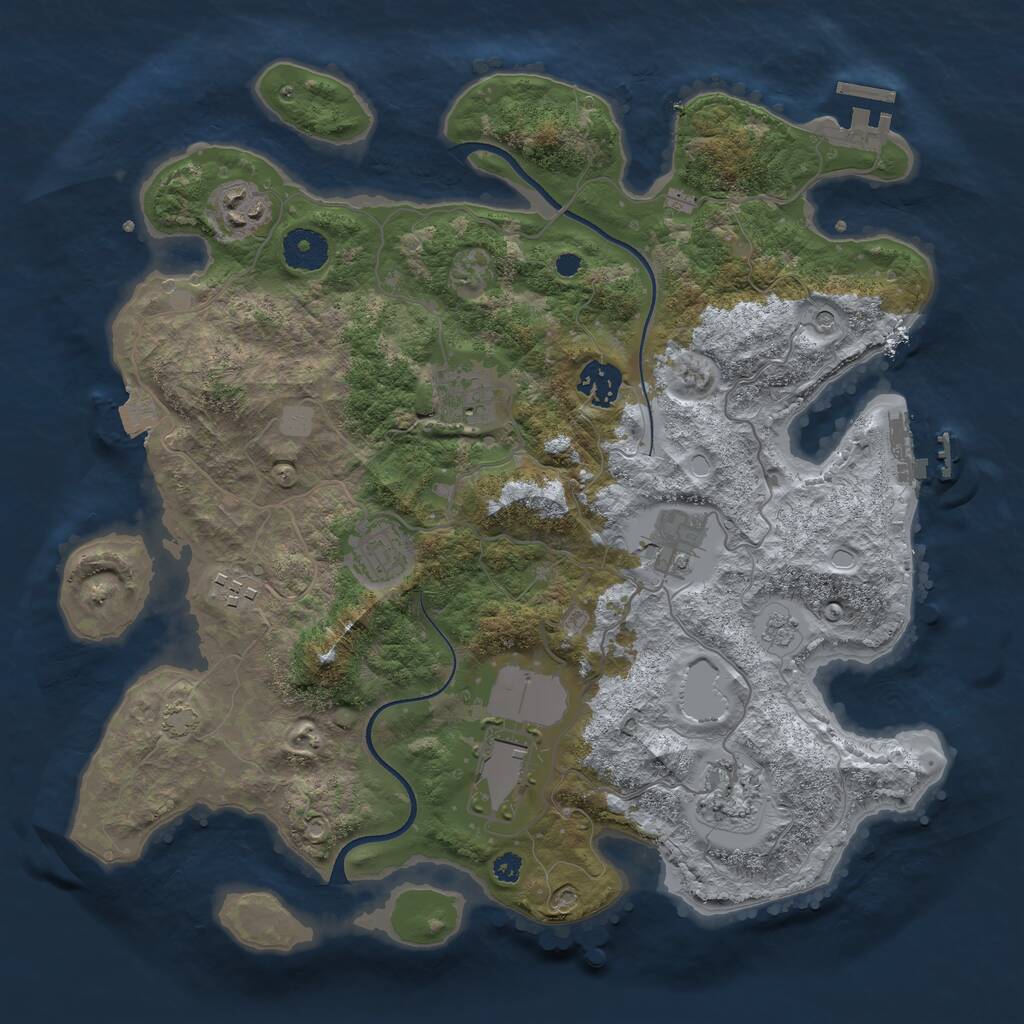 Rust Map: Procedural Map, Size: 3500, Seed: 392062552, 14 Monuments