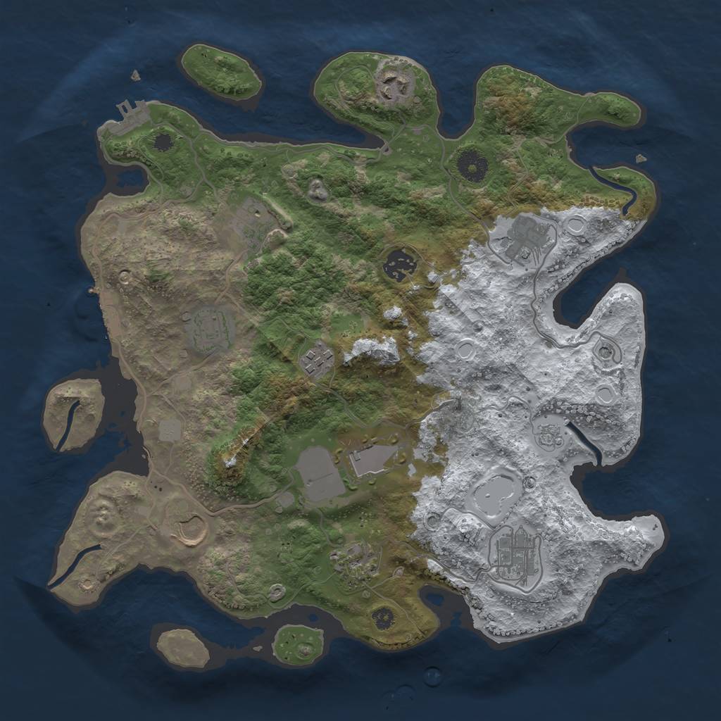 Rust Map: Procedural Map, Size: 3500, Seed: 392062552, 19 Monuments