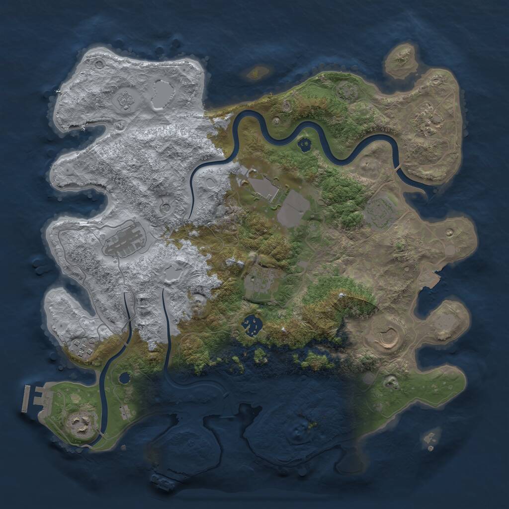 Rust Map: Procedural Map, Size: 3750, Seed: 12, 15 Monuments