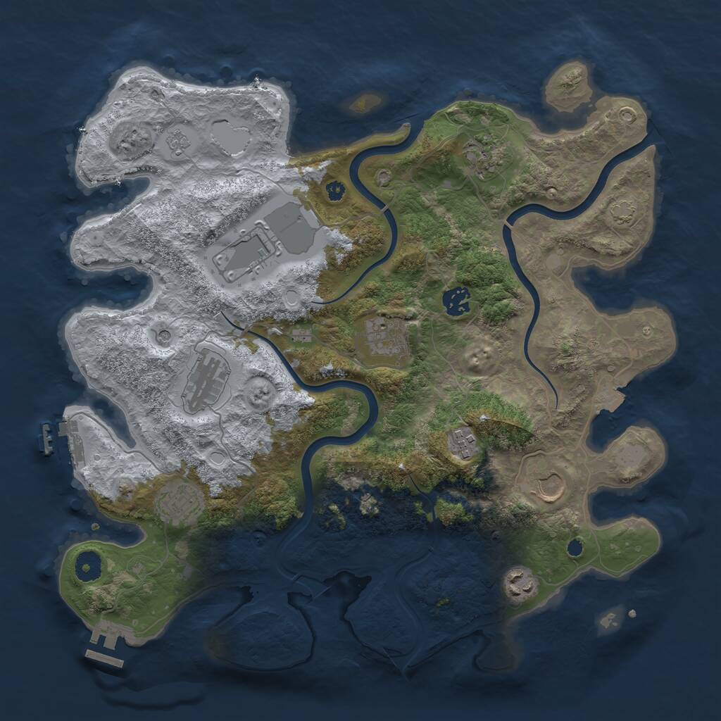 Rust Map: Procedural Map, Size: 3750, Seed: 12, 15 Monuments