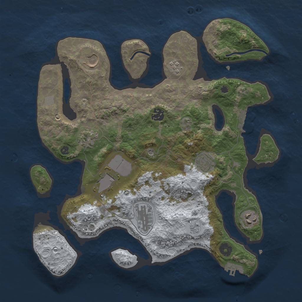 Rust Map: Procedural Map, Size: 3500, Seed: 63346099, 17 Monuments