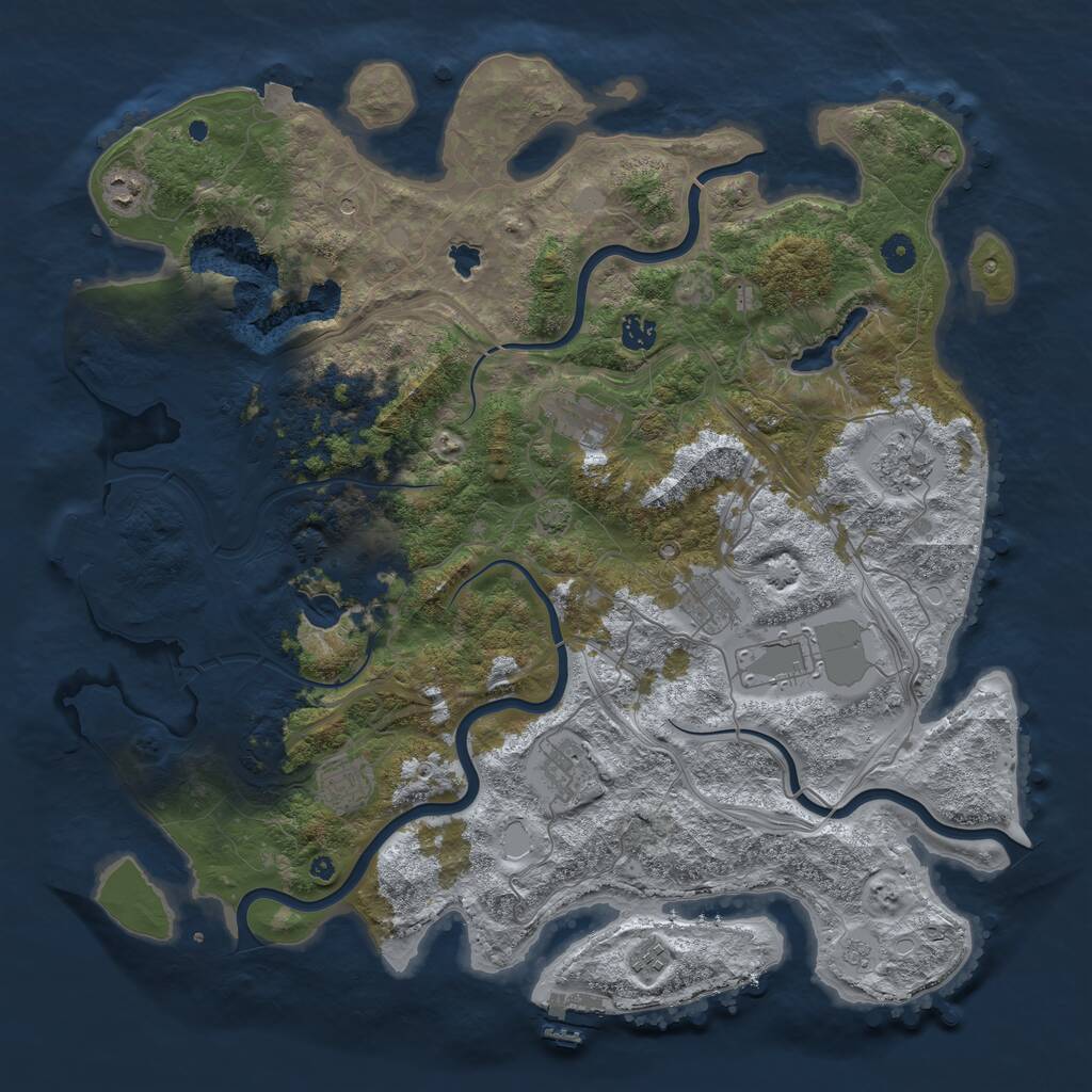 Rust Map: Procedural Map, Size: 4500, Seed: 380474646, 15 Monuments