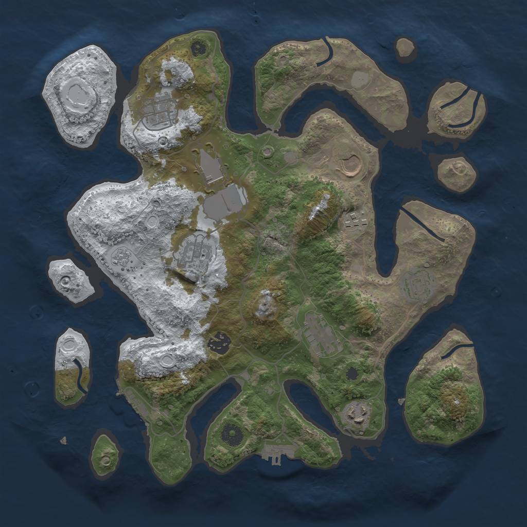 Rust Map: Procedural Map, Size: 3600, Seed: 345, 17 Monuments