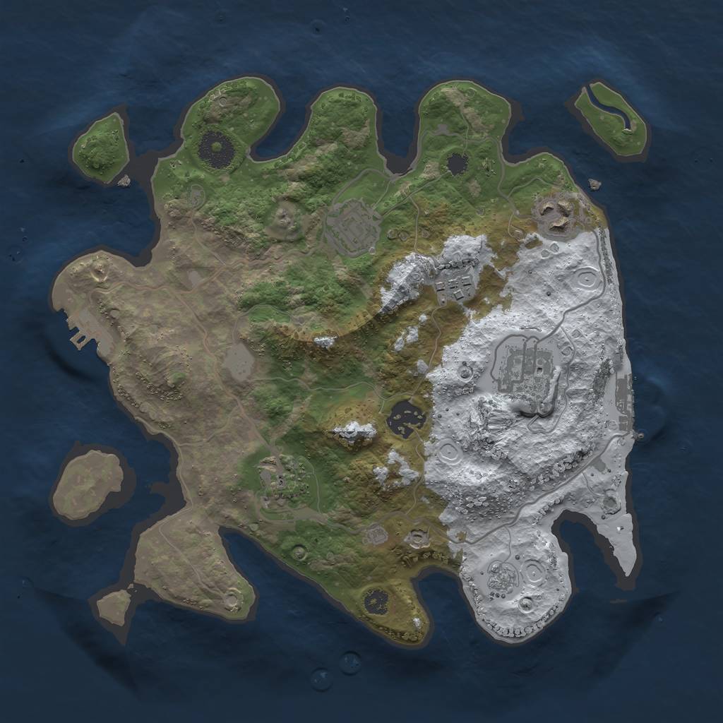 Rust Map: Procedural Map, Size: 3000, Seed: 1675697085, 14 Monuments