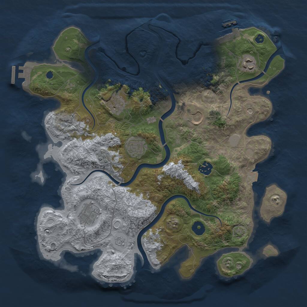 Rust Map: Procedural Map, Size: 3500, Seed: 219664547, 13 Monuments