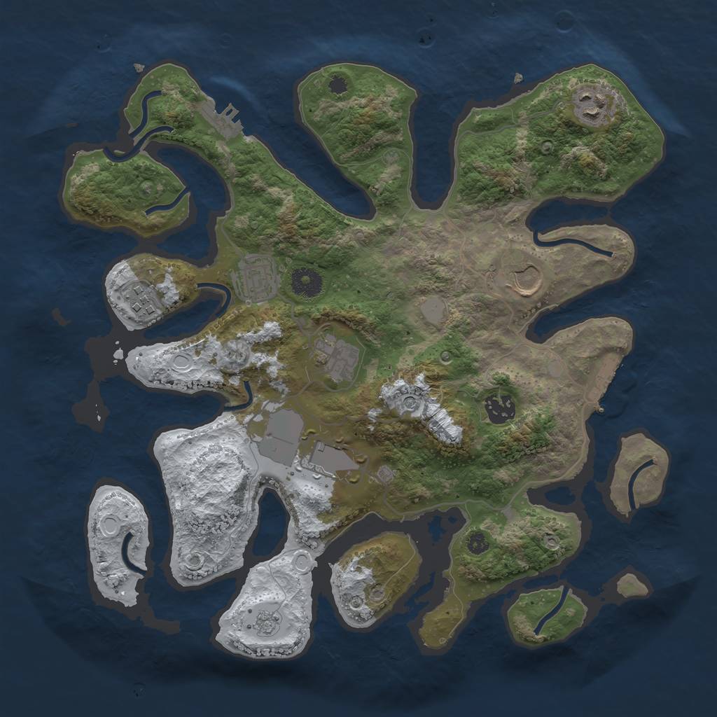 Rust Map: Procedural Map, Size: 3500, Seed: 219664547, 16 Monuments