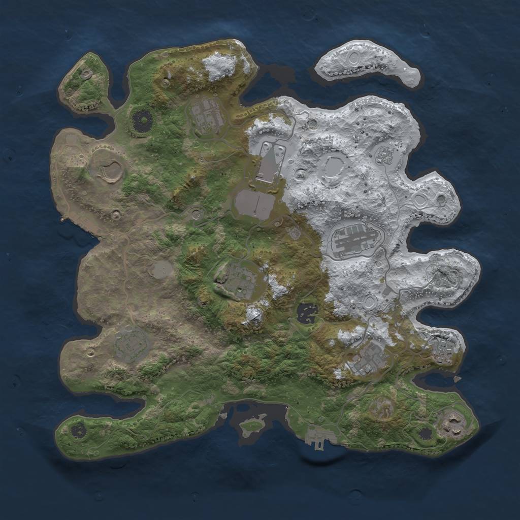 Rust Map: Procedural Map, Size: 3550, Seed: 423375, 19 Monuments