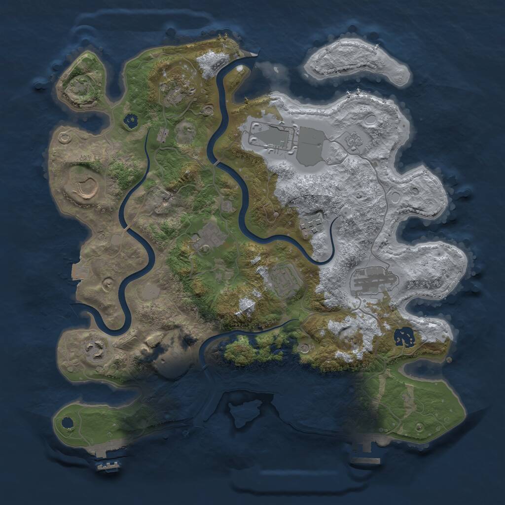 Rust Map: Procedural Map, Size: 3550, Seed: 423375, 16 Monuments