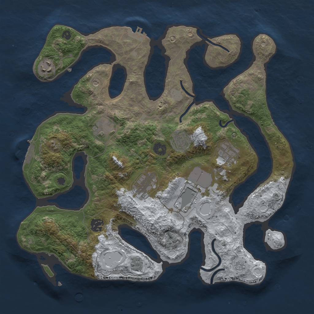 Rust Map: Procedural Map, Size: 3550, Seed: 60018, 17 Monuments