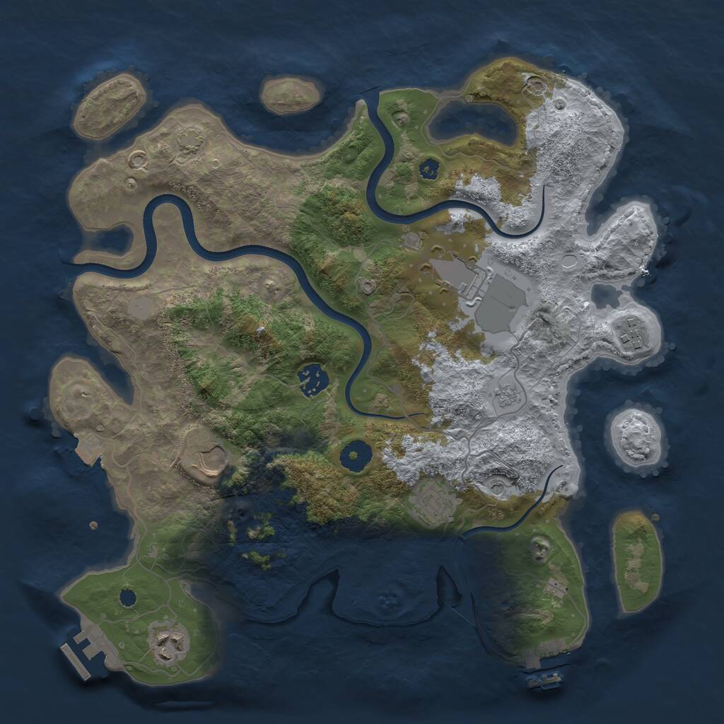 Rust Map: Procedural Map, Size: 3500, Seed: 138935721, 12 Monuments