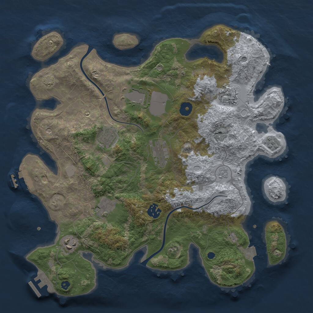 Rust Map: Procedural Map, Size: 3500, Seed: 138935721, 14 Monuments