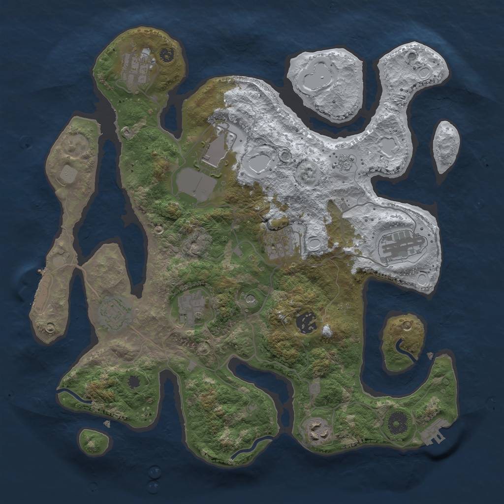 Rust Map: Procedural Map, Size: 3500, Seed: 708941102, 17 Monuments