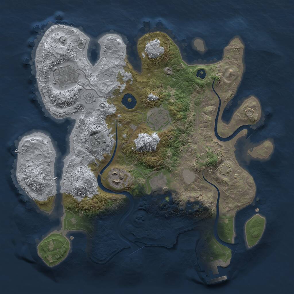 Rust Map: Procedural Map, Size: 3000, Seed: 858694, 10 Monuments