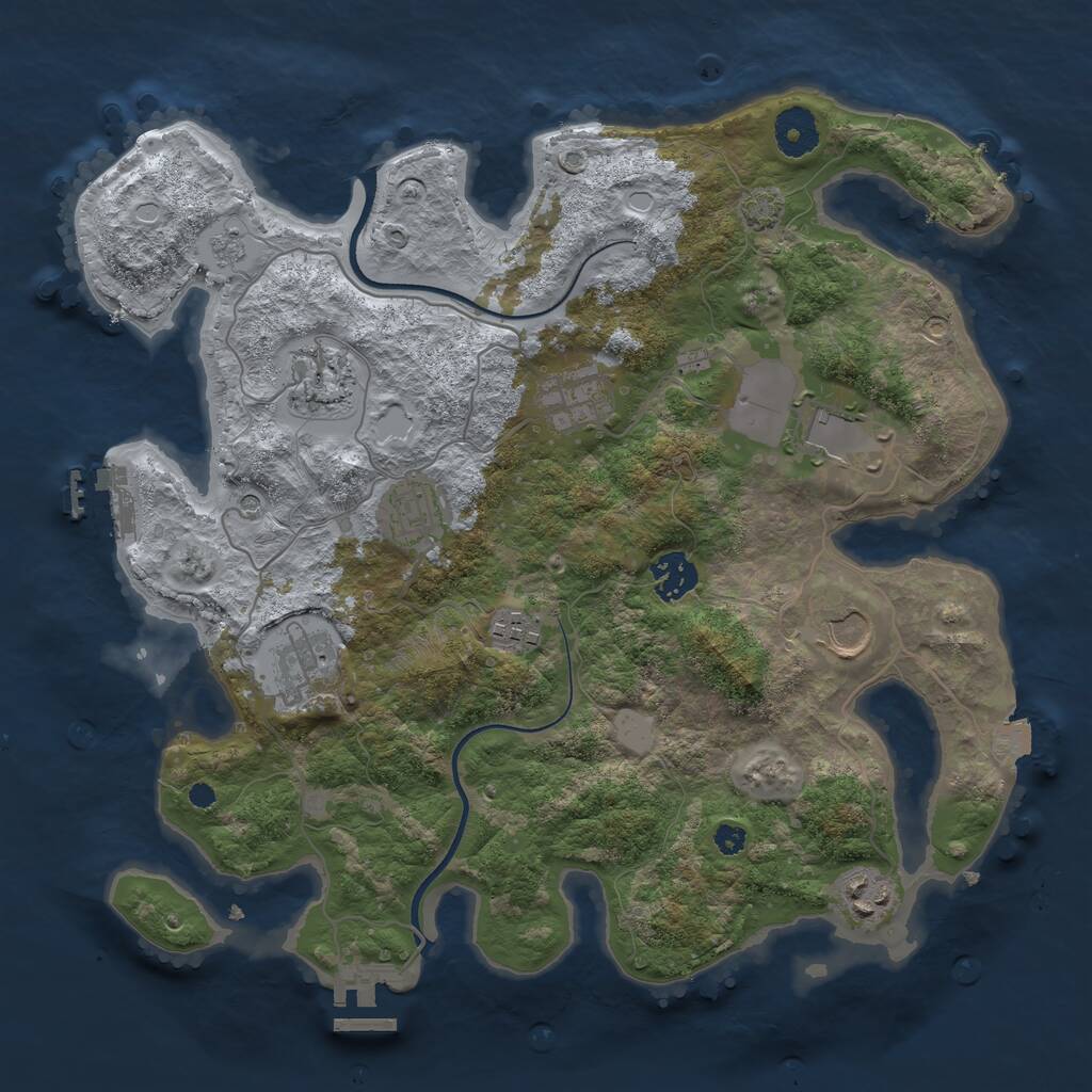 Rust Map: Procedural Map, Size: 3501, Seed: 384041380, 15 Monuments