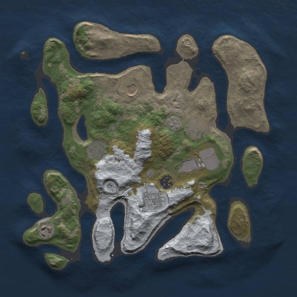 Rust Map: Barren, Size: 3500, Seed: 9493532, 11 Monuments