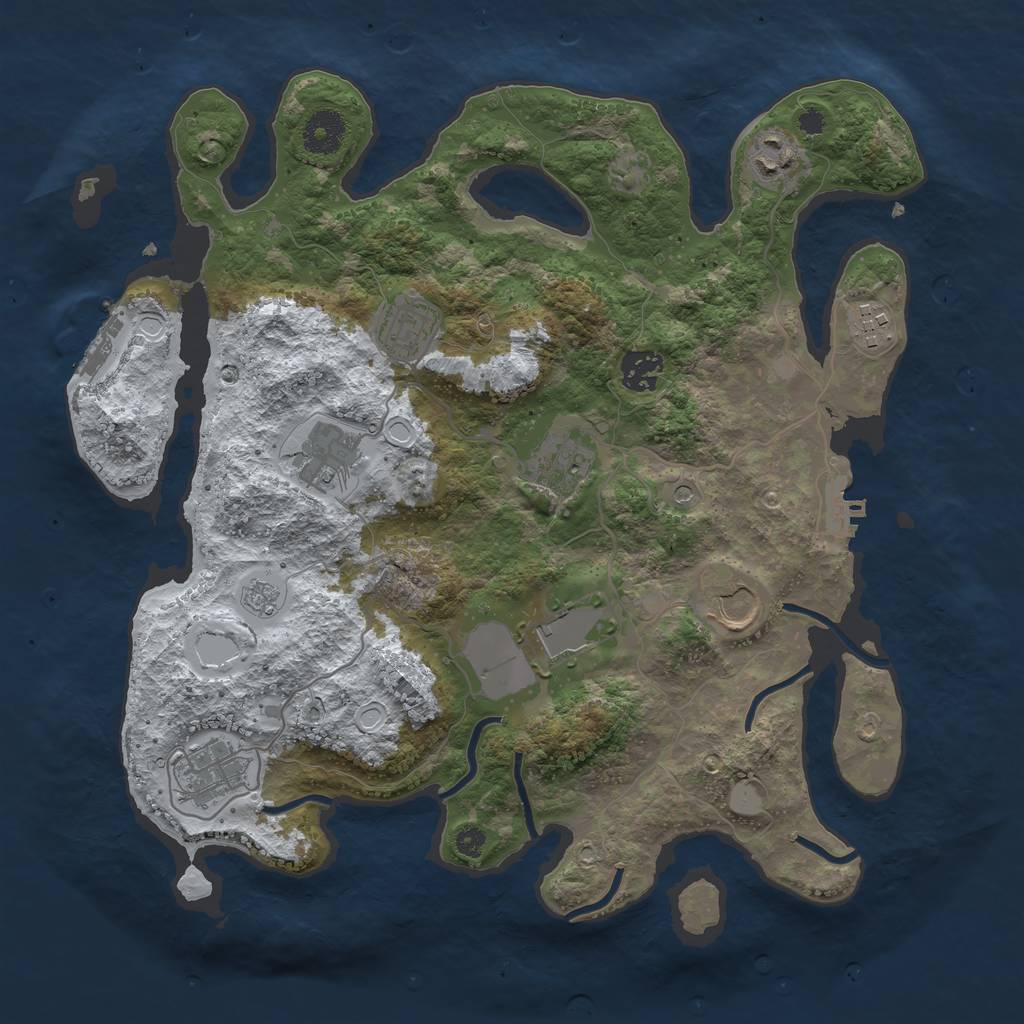 Rust Map: Procedural Map, Size: 3550, Seed: 64974, 18 Monuments