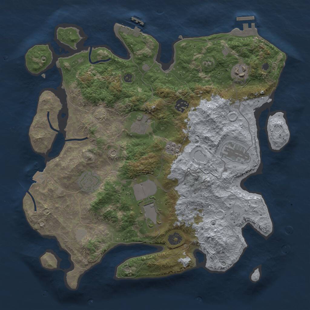 Rust Map: Procedural Map, Size: 3500, Seed: 473675956, 13 Monuments